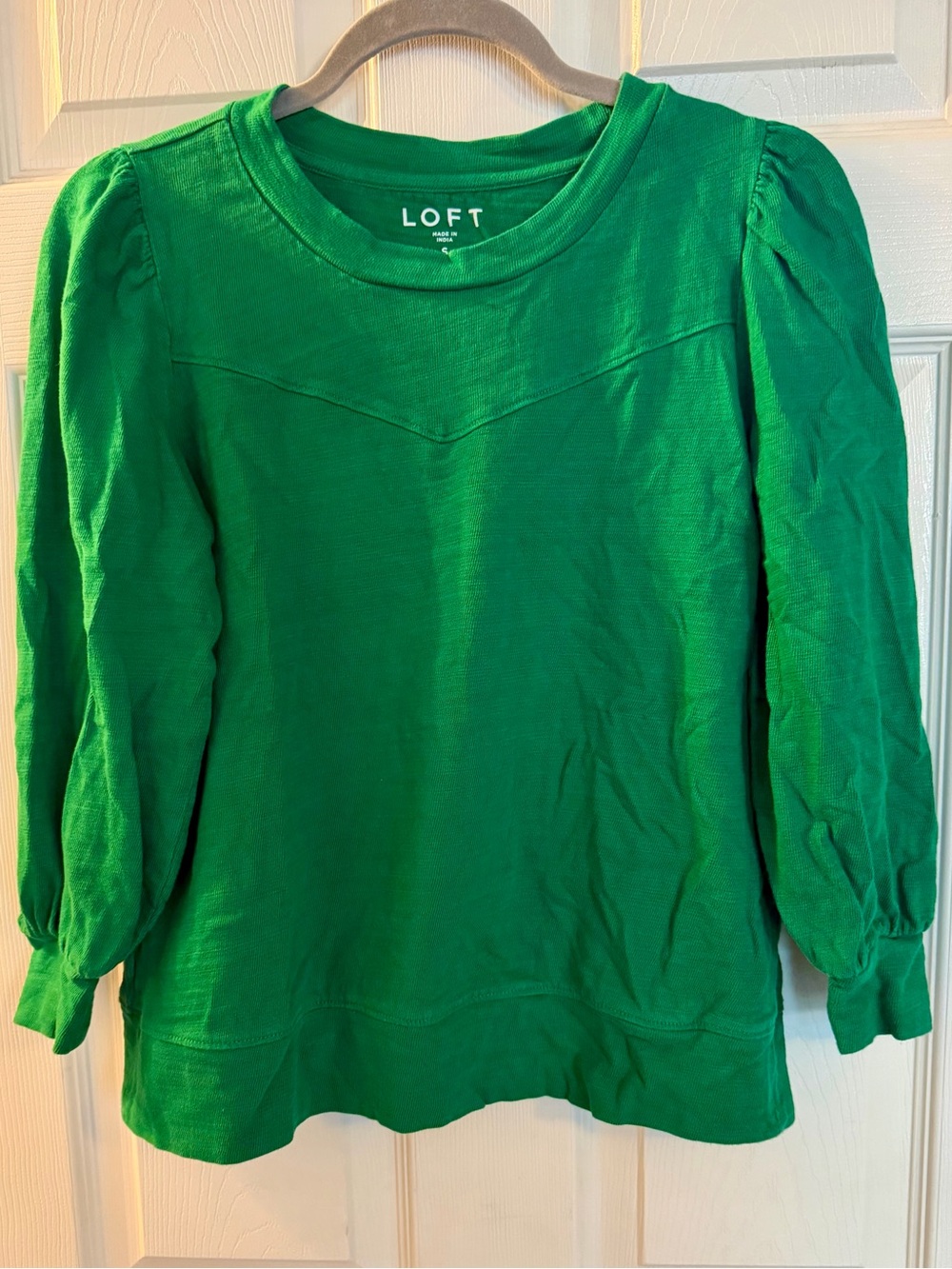 LOFT Emerald Green Puff-Sleeve Sweatshirt